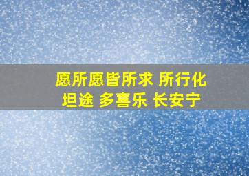 愿所愿皆所求 所行化坦途 多喜乐 长安宁